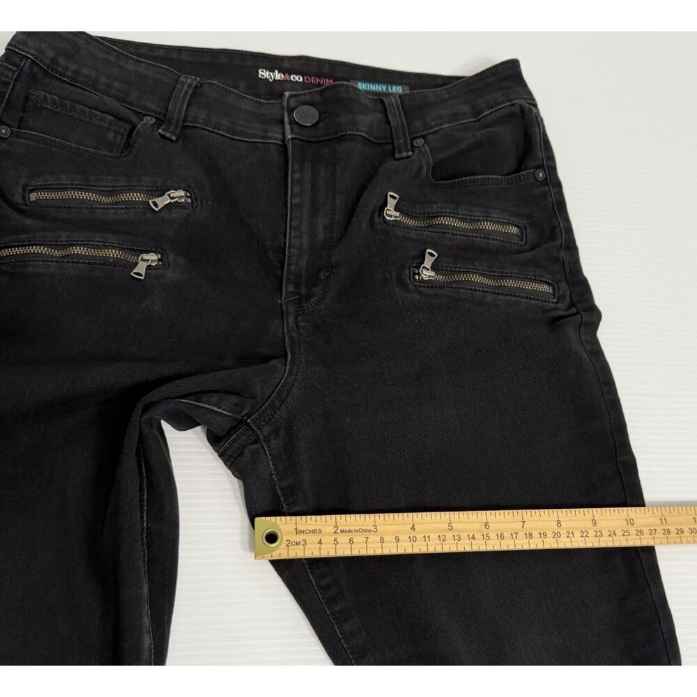 Style & Co Denim Skinny Jeans High Rise Black Women's Size 12 (Fit 32x29) - Picture 6 of 11